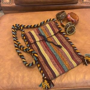 Satchel purse Boho Vibes Handmade new woven, Size 14 x 10”, Rust, mustard,…